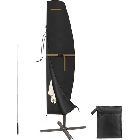 Housse Protection Pour Parasol Imperméable Housse Parasol De Jardin Exterieur Avec Tige Télescopique Et Grilles D’aération,couverture Pour Parasol Pour Ø 2 À 3 M Parasol,265x40/70/50cm
