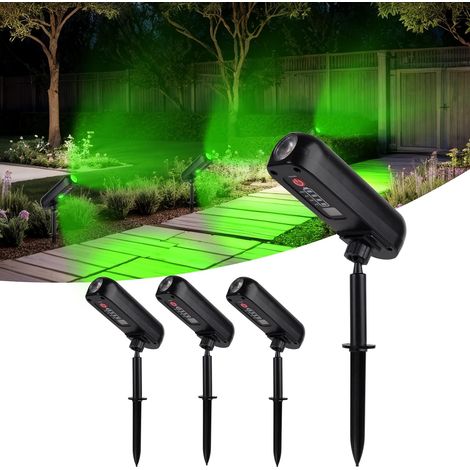 Lot De 4 Spot Solaire Vert Lampe Solaire Exterieur Etanche Ip65 Projecteur Solaire Exterieur 2 Modes Eclairage Exterieur Solaire Luminaire Exterieur Solaire Pour Jardin Allée Chemin Cour [classe Énerg