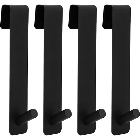 Lot De 4 Crochets De Douche Sans Perçage Pour Paroi En Verre, Noir Porte-serviettes En Acier Inoxydable Pour Paroi De Douche En Verre, Accessoires De Salle De Bain