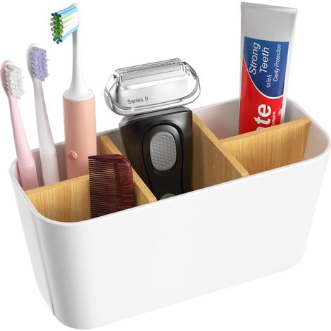 Porte Brosse À Dents, Support Pour Brosse À Dents Electrique 5 Compartiments Amovible, Rangement Brosses A Dent Stand, Organisateur De Salle De Bain, Pour Cuisine, Salle De Bains (blanc)