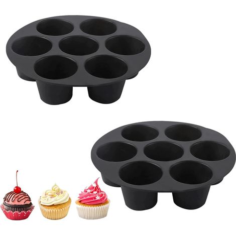 2 Pièces Moule À Muffin, Moule Muffin Air Fryer, Moule Muffins Silicone Pour 7 Muffins, Plaque Anti-adhésif, Moules À Cupcakes Et Muffins, Pour Gâteaux, Muffin Tasses, Dessert, Pâtisseries