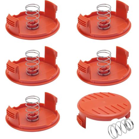 6 Pièces Capuchon De Bobine De Rechange,couvercles De Capuchon De Bobine De Tondeuse,cache Bobine Coupe Bordure En Plastique Avec 6 Ressort Compatibles Black Et Decker Rc-100-p