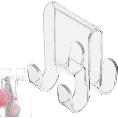 8 Crochets De 4,1 X 4,9 Cm Pour Paroi De Douche En Verre Acrylique Crochet De Douche Sur Porte En Verre Transparent Serviette Et Gants De Toilette Crochets À Suspendre Dans La Porte De