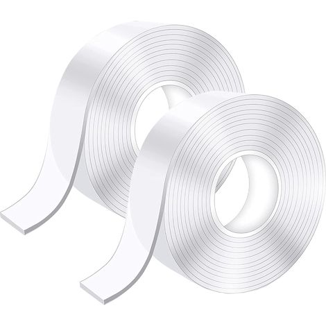 6m Ruban Adhésif Double Face Extra Fort, Transparent Lavable Fin Nano Tape, Amovible Traceless Bande Antidérapant, Réutilisable Double-face Gel Pour Tapis, Maison Ou Bureau