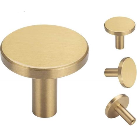 Lot De 4 Crochets Muraux Ronds 32 X 30 Mm En Laiton Massif Doré - Pour Rangement Salle De Bain, Cuisine, Vêtements - Résistants, Décoratifs Et Contemporains