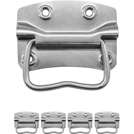 Lot De 4 Poignées Pliables En Métal Massif Pour Caisses - En Acier Inoxydable - Argenté - 100 X 72 Mm