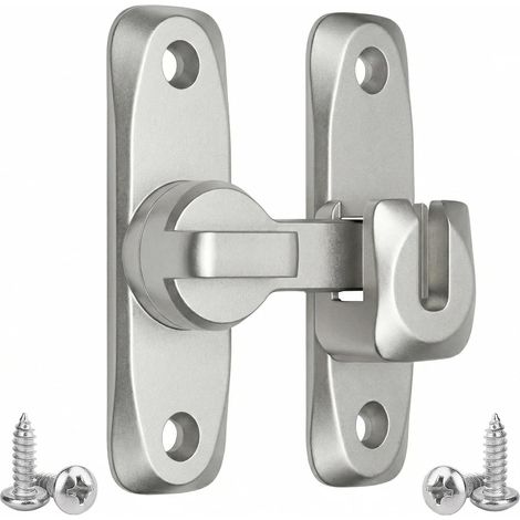 Verrou De Porte 90/180 Degrés Pivotant – Verrou Et Loquet En Métal Argenté Pour Portes Intérieures, Portails, Meubles & Salle De Bain – Matériel Robuste Avec Revêtement Anti-corrosion
