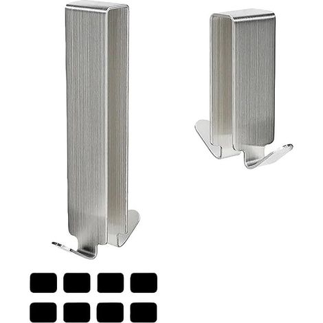 2 Pièces Crochet Douche En Acier Inoxydable, Accroche Serviette Salle De Bain Sans Perçage, Crochet Paroi De Douche Verre Avec Du Coton Silencieux, Aux Salles De Bains, Cuisines Et Entrées
