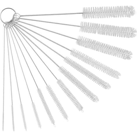 Goupillon Biberon, Brosses De Nettoyage 13 Pièces, Brosse En Nylon 21 Cm, Mini Brosse En Acier Inoxydable, Pour Bouteilles, Pailles, Biberons, Tasses, Tuyaux, Machines À Café - Blanc