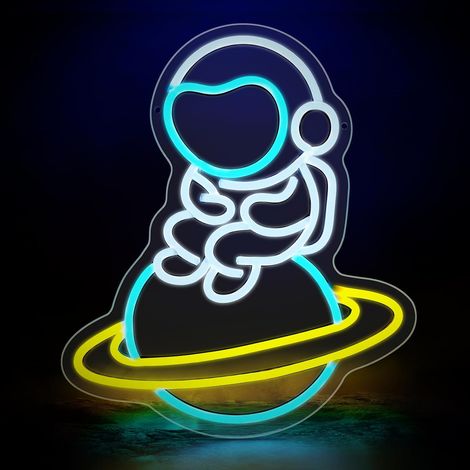 Neon Light Sign, Planet Astronaute Neon Sign Batterie Usb Neon Sign Light Néon Signe Planète Lampe Pour Chambre À Coucher Salle De Jeux Bar Fête Pépinière Chambre D'Enfant