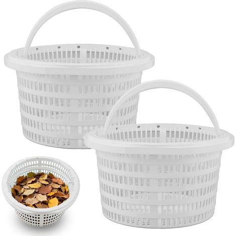 Panier Skimmer Piscine 19 Cm,2 Pièces Panier De Remplacement Pour Piscine Avec Poignée,grand Paniers Filtrant Piscines Réutilisable,accessoire De Nettoyage,nettoyage Efficace Blanc
