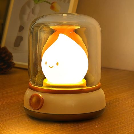 Lampe De Chevet, Veilleuse Enfant Pour Chambre Salon, Led Lampe De Chevet Dimmable Avec Mode Chaud Et Mode Bougie (scintillement), Usb Rechargeable Lampes Veilleuse Adulte Avec Minuteur