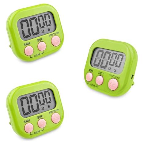 3 Pièces Minuteur De Cuisine Magnétique Blanc, Chronometre Avec Grand Écran Lcd, Chronomètre Et Alarme Digital, Timer Enfant, Compte À Rebours Pour Kitchen Cuisson Douche Sport