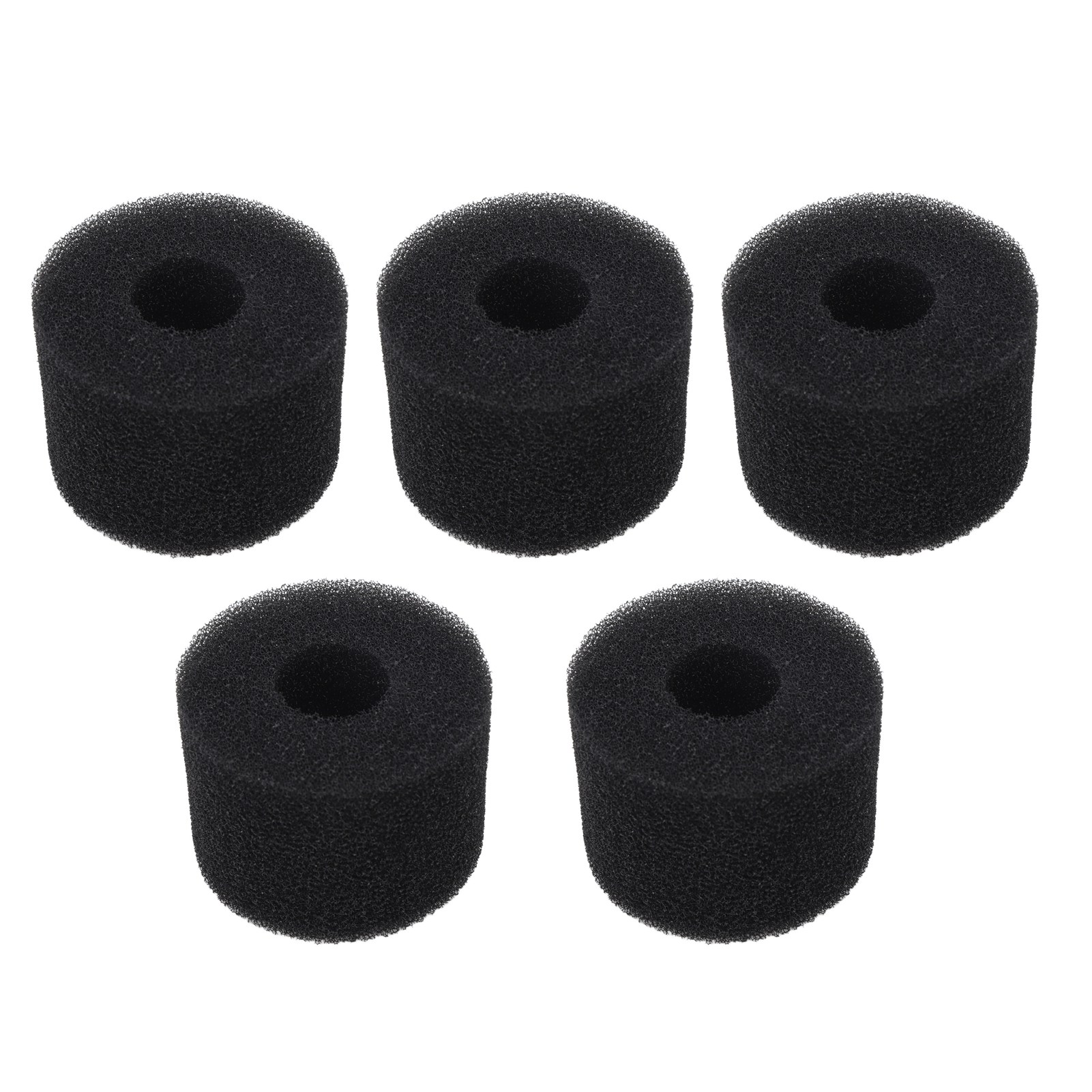 Lot De 5 Éponges Filtrantes Cylindriques En Pu Noir, Réutilisables Et Lavables, Pour Pompe De Piscine.
