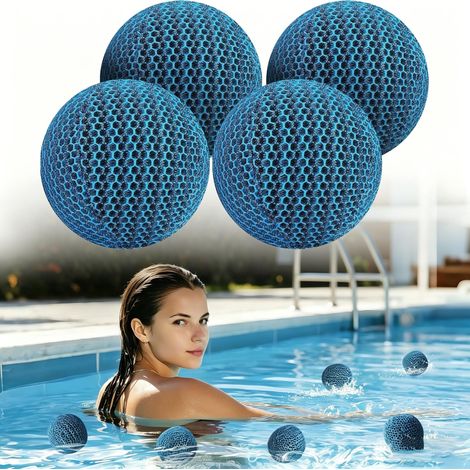 Lot De 4 Absorbeurs De Mousse Réutilisable De 7 Cm Pour Éliminer Les Balles En Éponge, Absorbeur D'Huile, Nettoyeur En Mousse Pour Piscines Et Piscines - Transparent