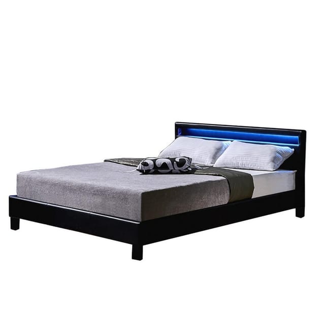 Home Deluxe - Led Bett Astro - Schwarz, 140 X 200 Cm - Inkl. Lattenrost I Polsterbett Design Bett Inkl. Beleuchtung Led Polsterbett Bett Bettgestellt