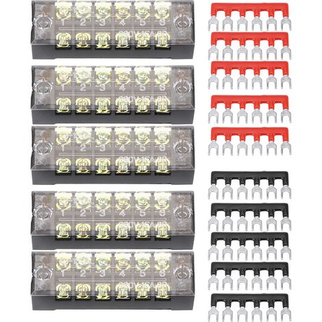 Bornier À Vis, Bande De Barrière Isolée À 6 Positions, 5 Pièces Avec Couvercle En Plastique Transparent Pour Appareils Ménagers, Machines, Circuits Électroniques