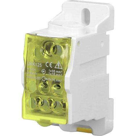 Boîte De Distribution Sur Rail Din, Bornier Électrique Universel, Connecteur De Fil D'Alimentation, Jonction 690v 125a Jaune
