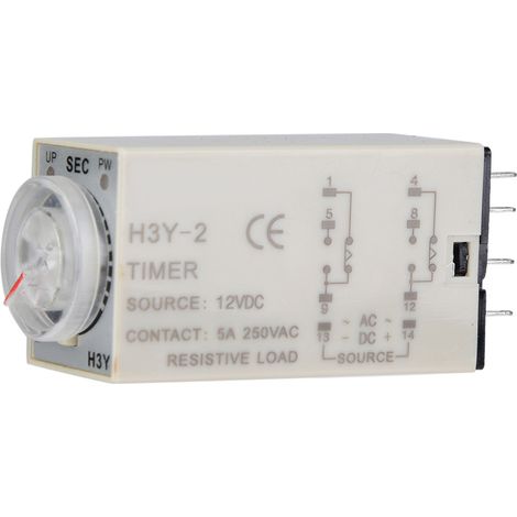 Minuterie De Retard De Contrôle De Pointeur De Relais De Temps De Mise Sous Tension H3y-2, 8 Broches 12vdc (60s)