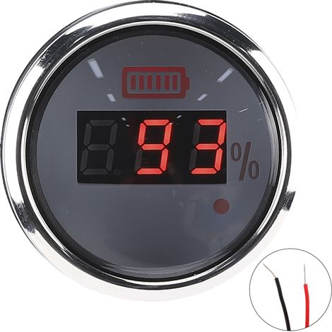 Jauge Numérique De Batterie 52mm 2 Pouces, Compteur Antibuée Étanche 12v Avec Alarme Intelligente Pour Navires, Véhicules Électriques, Bateaux (cadran Blanc)