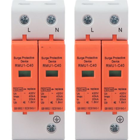 Lot De 2 Parafoudres Spd, Disjoncteurs Domestiques 2p 420v Rmu1-c40