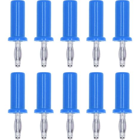 Lot De 10 Connecteurs Banane En Laiton Abs Soudés Pour Haut-parleurs D'Instruments Électroniques, 4 Mm, Bleu