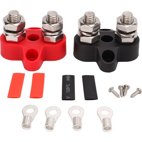 Goujons Terminaux Doubles Robustes M8, 48v, Noir, Rouge, Avec Tube Thermorétractable En Cuivre, Universels