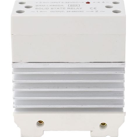 Relais Statique Dc À Ac 60 A Module Ssr Monophasé Intégré Sur Rail Din 35 Mm Avec Entrée Dissipateur De Chaleur Sortie 3-32 V Cc 24-480 V Ca