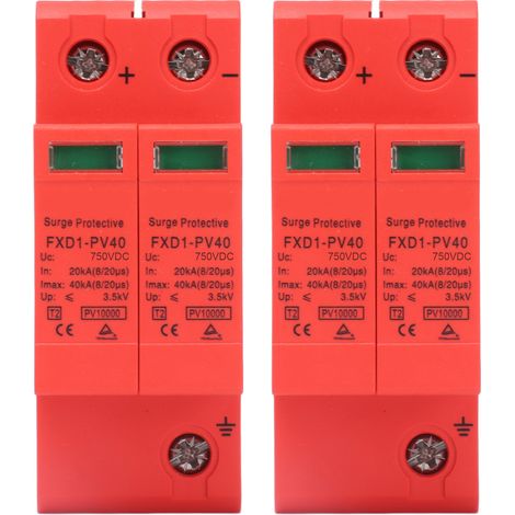 2 Dispositifs De Protection Spd Pour Parafoudre Photovoltaïque Cc 2p 40ka Fxd1‑pv40