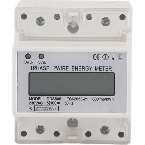 Consommation D'Énergie Électrique Monophasé 5-100a 230vac Sur Rail Din Numérique Lcd