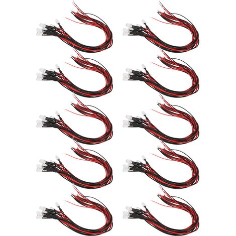 Diode Électroluminescente Filaire, 50 Pièces, Tête Ronde, Haute Luminosité, Led En Ligne, 20cm, 5mm, 12v (blanc, Jaune)