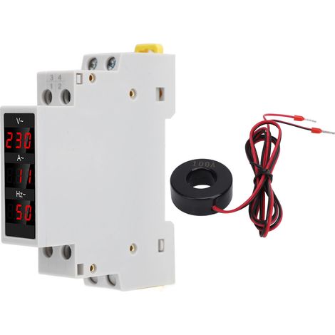 Compteur D'Énergie À Affichage Numérique Monté Sur Rail Din, Volts Ampères Hertz, Testeur Multifonction Ac80-500v 1-100a 0-99hz