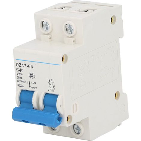 Disjoncteur Miniature 2p, Montage Sur Rail Din, Interrupteur D'Air Basse Tension Ac 400v 40a Dz47-63 C40