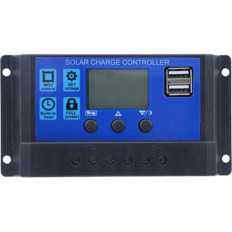 Contrôleur De Panneau Solaire Avec Écran Lcd, Contrôle De Charge De Batterie, Double Sortie Usb 12 V/24 V 20 A