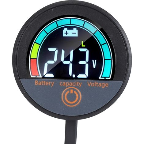 Compteur D'Énergie Rond À Montage Intégré, Affichage Numérique Lcd, Capacité De La Batterie, Moniteur De Tension Pour Moto, Vélo Et Voiture, Dc8-100v