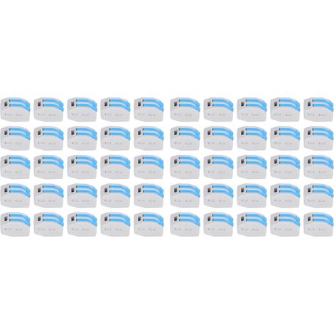 Kit De 50 Connecteurs De Conducteur À 2 Ports Avec Levier Pour Câblage (bleu)