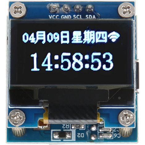 Module Horloge Avec Écran Oled 0,96 Pouce, Carte Pcb Wifi, Port Micro Usb 5 V Et Pile Bouton 40 Mah
