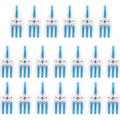 20 Connecteurs De Fil Spl 1 Entrée 3 Sorties, Répartiteur À Pression, Bornier De Conducteur En T (bleu)