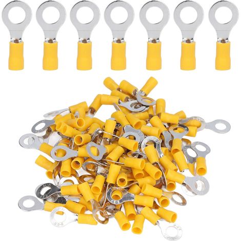 100 Cosses Annulaires Isolées, Connecteurs À Sertir Pour Fils Électriques En Cuivre Awg12-10 Rv5.5-8
