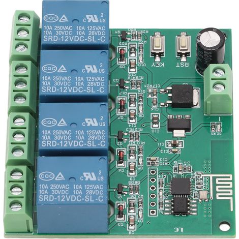 Module De Relais À 4 Canaux, Puce Esp8266, Contrôle Sans Fil Wifi, Carte Quad Pour Équipement Électronique, Dc12v