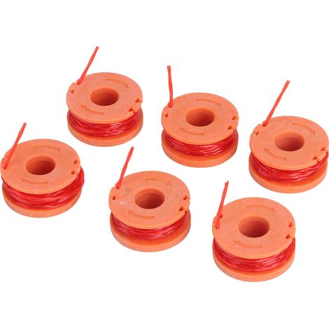 Lot De 6 Bobines De Fil Pour Coupe-bordure Worx Wa0010 Nylon 1,65mm 3m