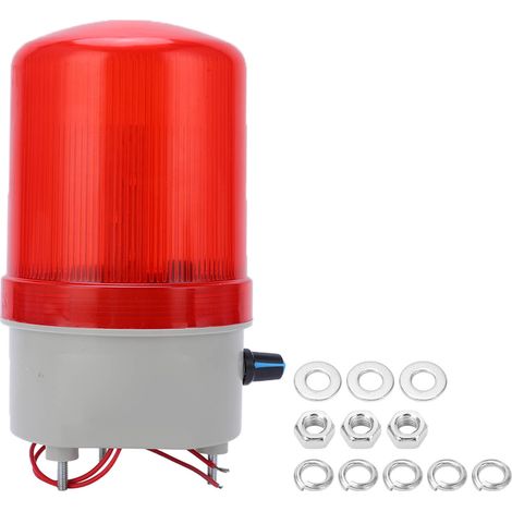 Lampe D'Avertissement Rotative Rouge, Haute Luminosité, Lumière Sonore Réglable, Alarme Clignotante, 220v, 2w
