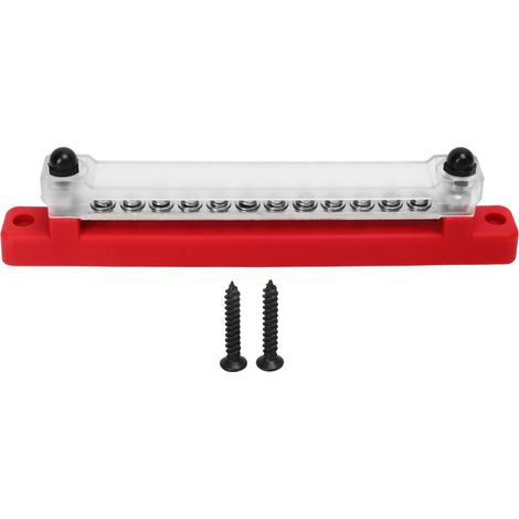Bloc De Distribution D'Énergie De Barre Omnibus À 12 Bornes 48v 150a Avec Couvercle, Goujons M6, Vis M4 Pour Voiture, Camping-car, Bateau Marin, Rouge
