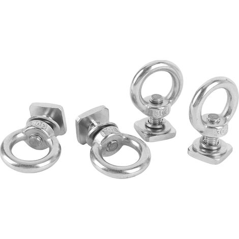 Ancre D'Arrimage M8 En Acier Inoxydable, 4 Pièces, Anneaux De Boulons À Fente Robustes Pour Maintenir Les Crochets De Corde Élastique, Argent