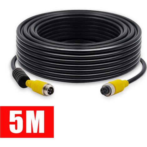 Câble D'Extension Vidéo De Voiture 4 Broches 5 M Mâle À Femelle Étanche Pour Camion Remorque Bus Camping-car
