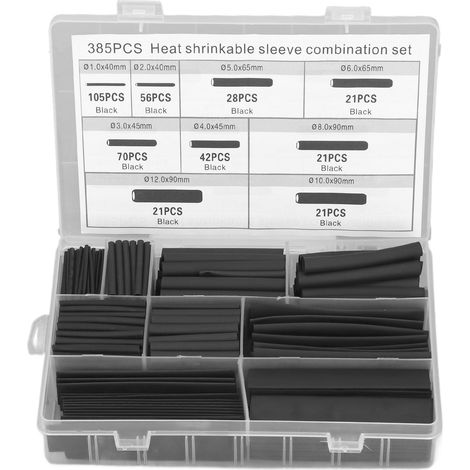 Kit De 385 Gaines Thermorétractables Pour Isolation Électrique Et Protection Ignifuge Des Câbles.