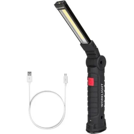 Lampe De Travail Pour Réparation Automobile, Aimant Pliable, Lampe De Poche Rotative À Led Avec Câble Usb