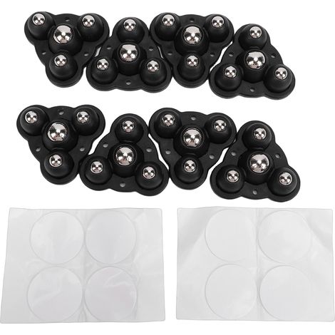8 Pièces Mini Roulettes Auto-adhésives Rouleaux Mobiles Pour Boîte De Rangement De Meubles Poubelle Triangulaire Rotative À 360 Degrés 4 Perles En Acier Inoxydable