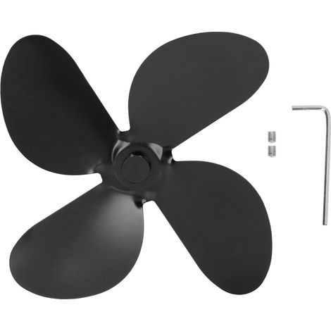 Kit De 4 Pales De Ventilateur De Poêle En Alliage D'Aluminium, Avec Vis À Clé Hexagonale Pour Remplacement, Noir