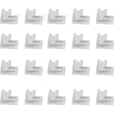 Connecteurs Cob Fcob Transparents En Forme De L, 8mm, 0,31 Pouces, 2 Broches, V + V, Bande Led Monochrome, 20 Pièces